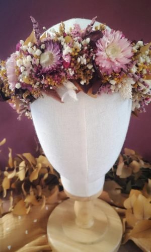 couronne de fleur violette, bijoux mariage bohème